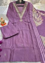 Roman Silk Purple Traditional Wear Printed Readymade Kurti Set